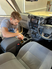 Premium Floor Console – Charging Sockets & (5) Rocker Switch Panel | Toyota 76 Series Wagon & 79 Series Dual Cab