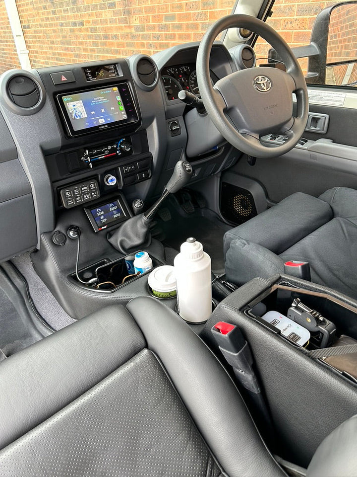 Original Full Length Floor Console with Charging Sockets and Scan Gauge III | Steel Dash