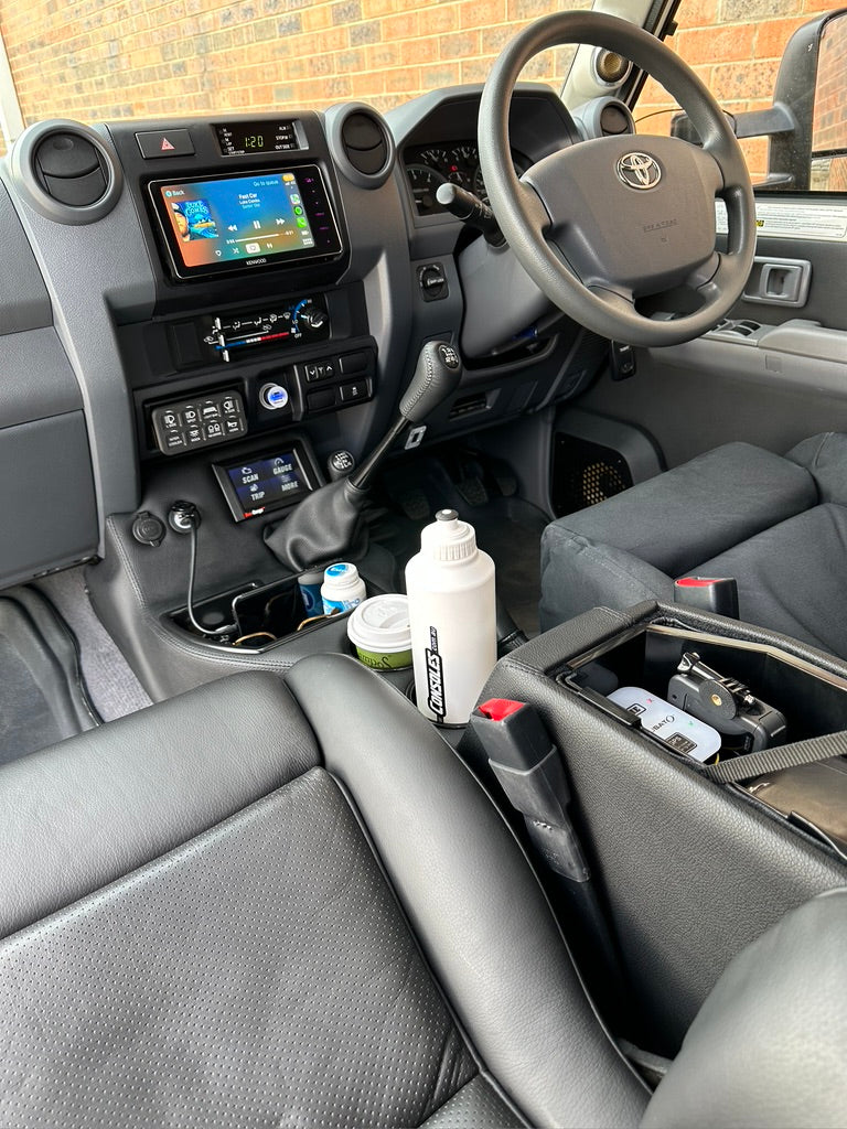 Original Full Length Floor Console with Charging Sockets and Scan Gauge III | Steel Dash