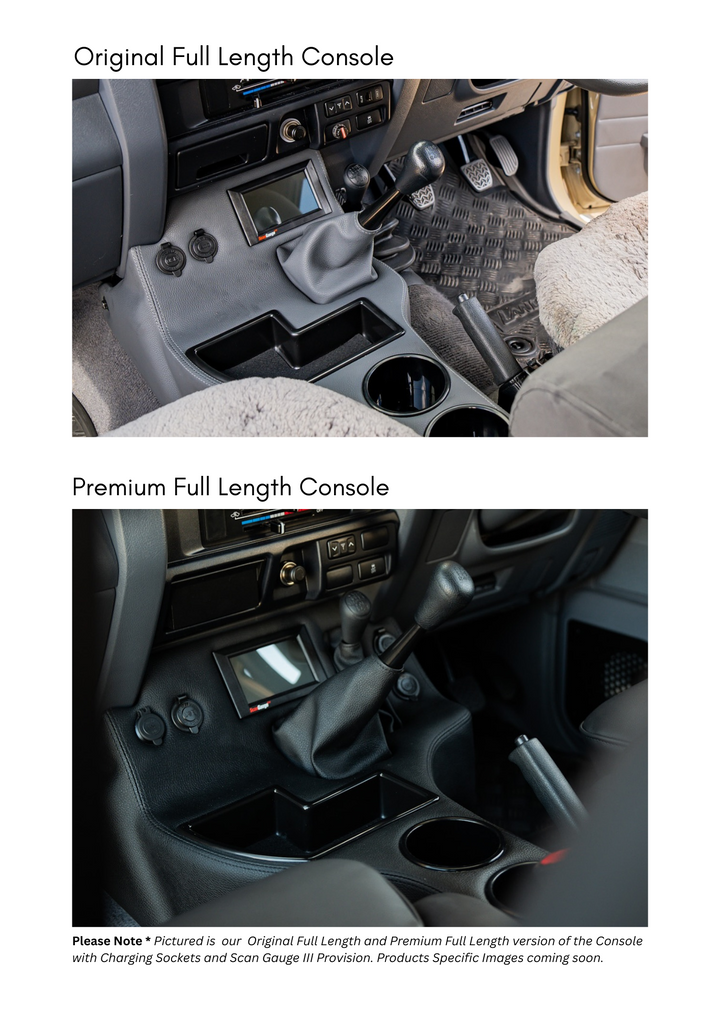 Premium Full Length Console with (3) Sockets and (4) Rocker Switch Panel