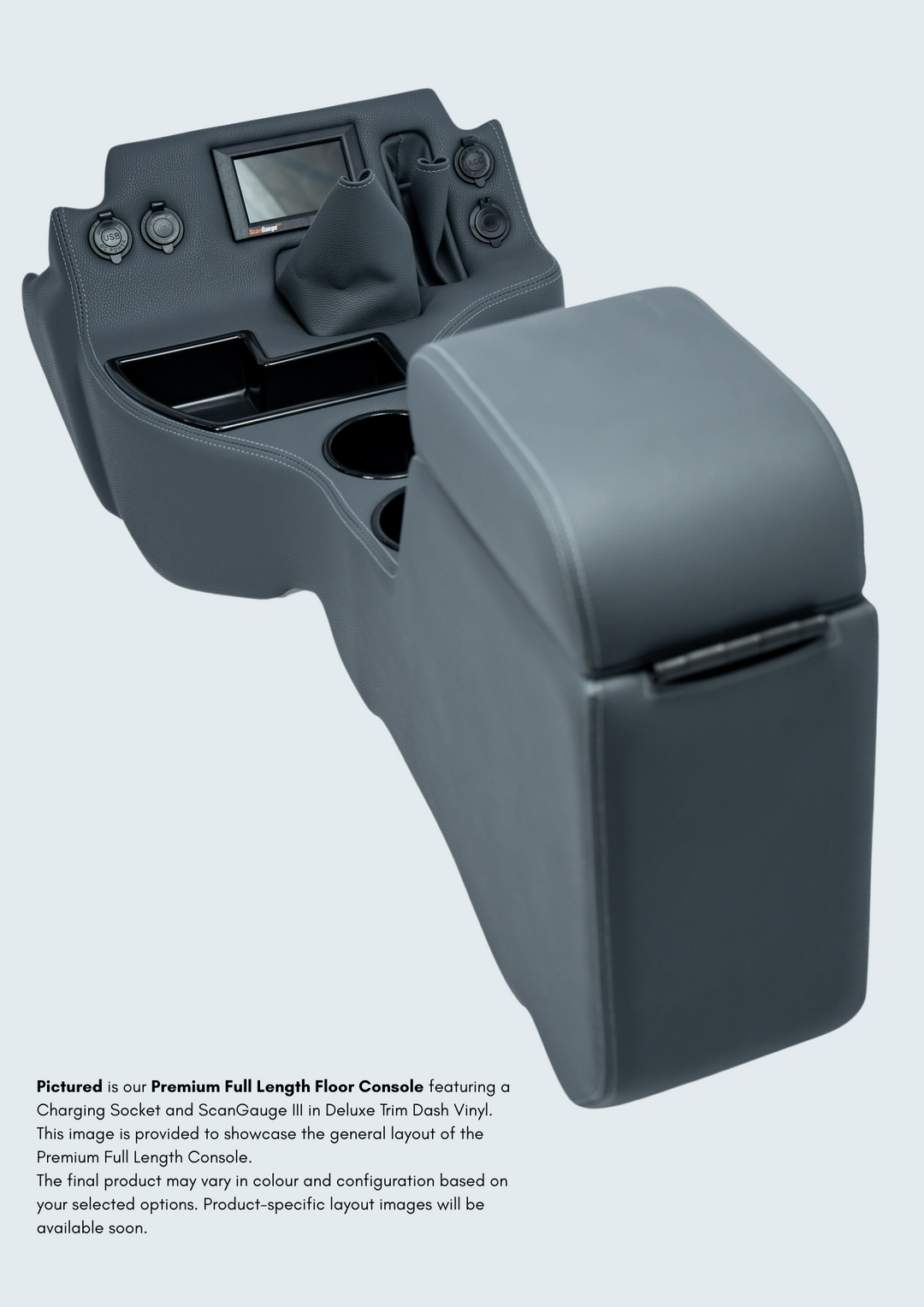 Premium Full Length Floor Console with Charging Sockets | TroopCarrier