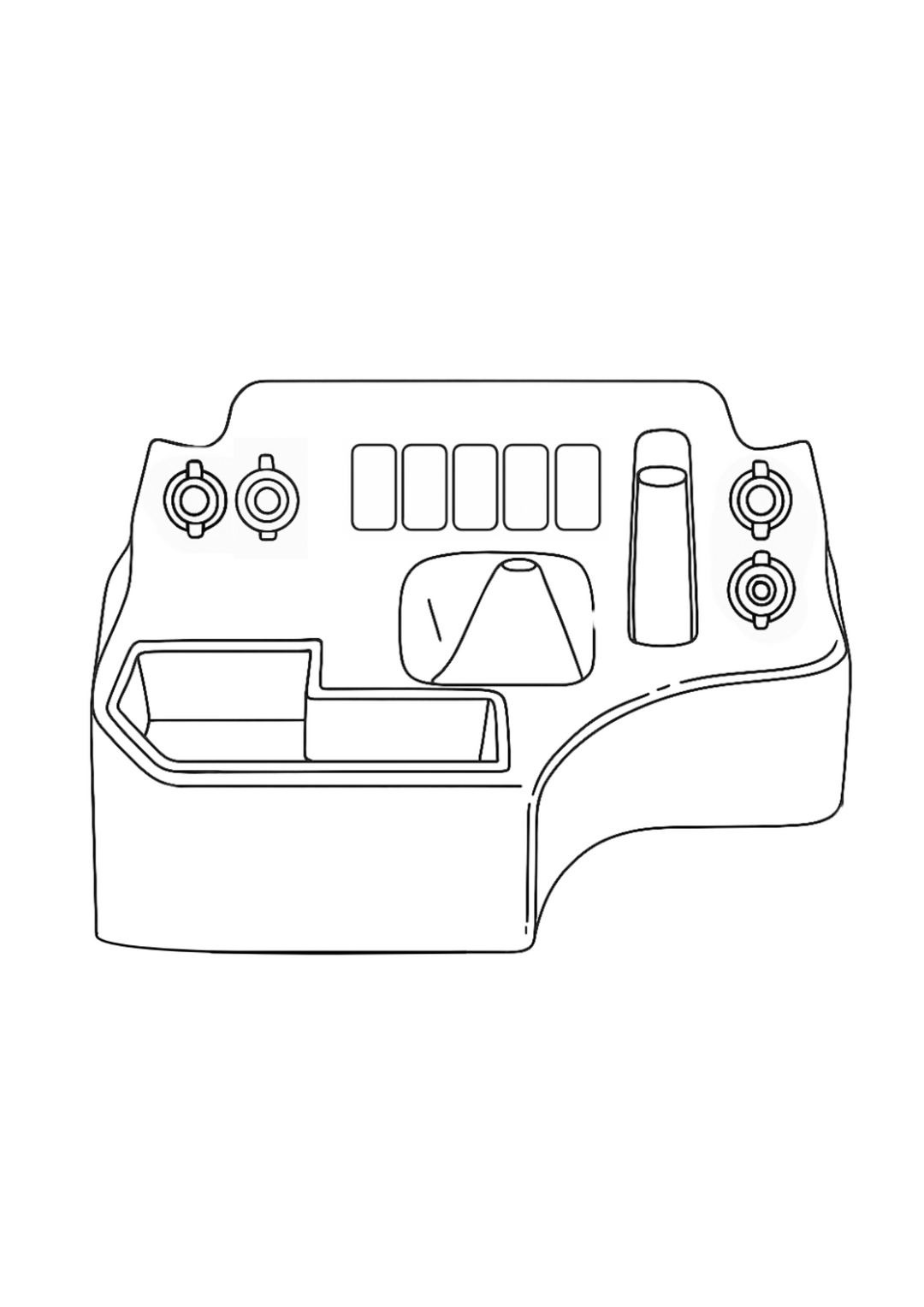 Premium Full Length Console with Charging Sockets & (5) Rocker Switch Panel