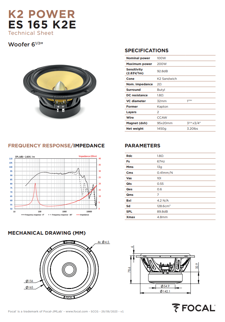 Focal K2 Power ES 165 K2E – 6.5" 2-Way Component Speakers