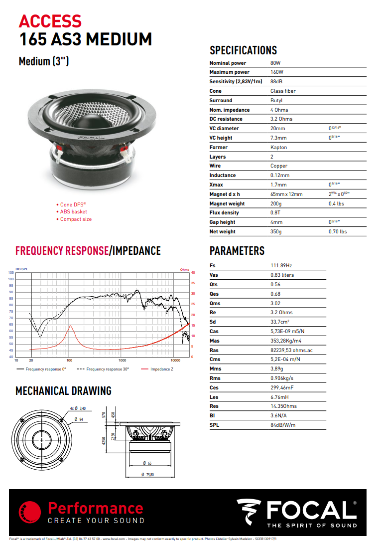 Focal Access 165 AS3 – 6.5" 3-Way Component Speakers